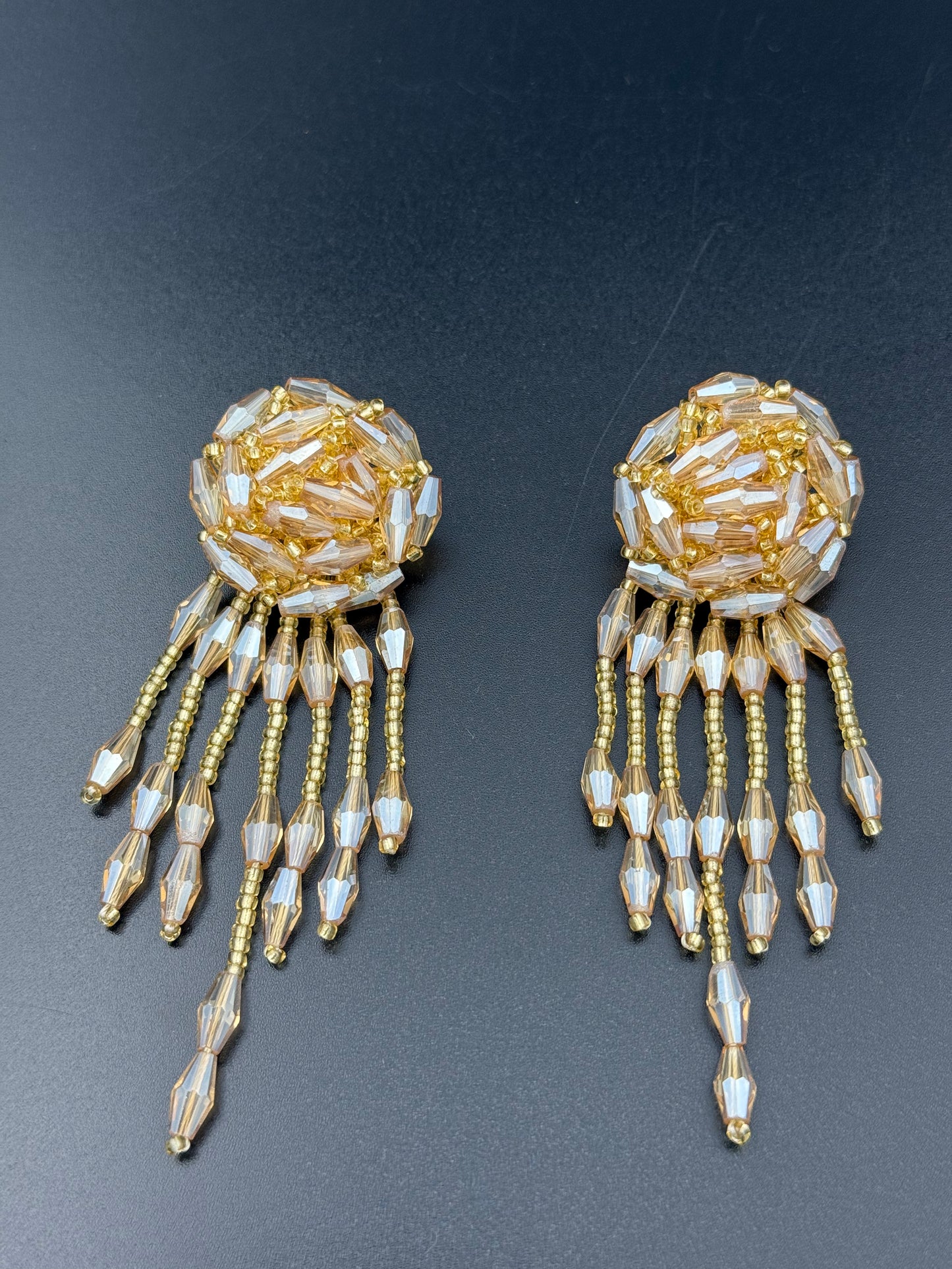 Golden Beaded Dangler Earring