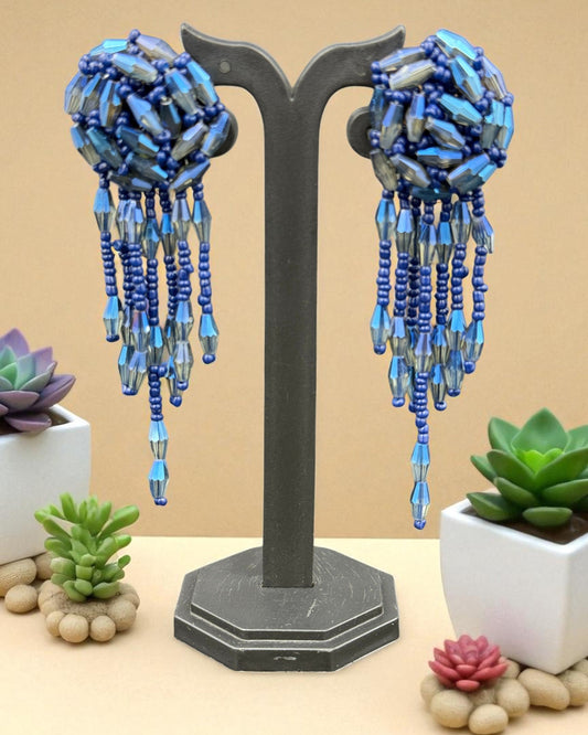 Royal Blue Beaded Dangler Earring