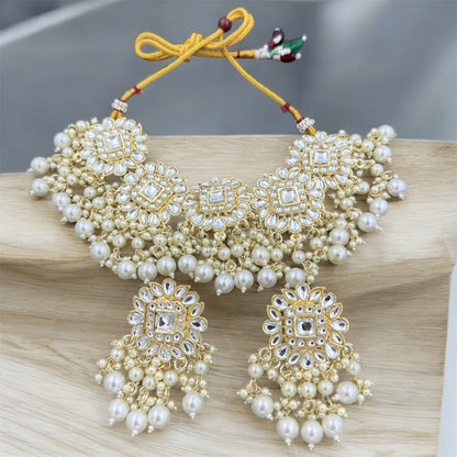 Zayra  Pachi Kundan Ivory Pearl Necklace Set