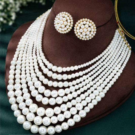 Regal Multilayer Pearl Necklace Set