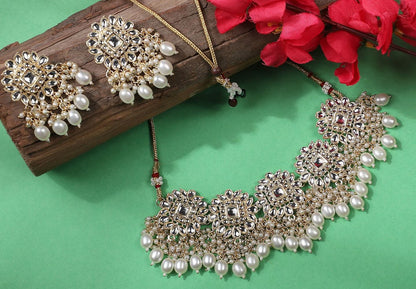Zayra  Pachi Kundan Ivory Pearl Necklace Set