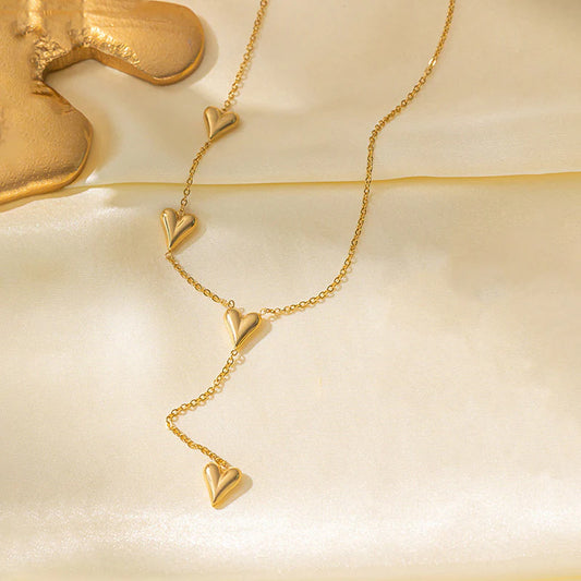 Anti Tarnish Heart Pendant Long Necklace