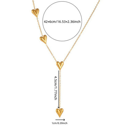 Anti Tarnish Heart Pendant Long Necklace