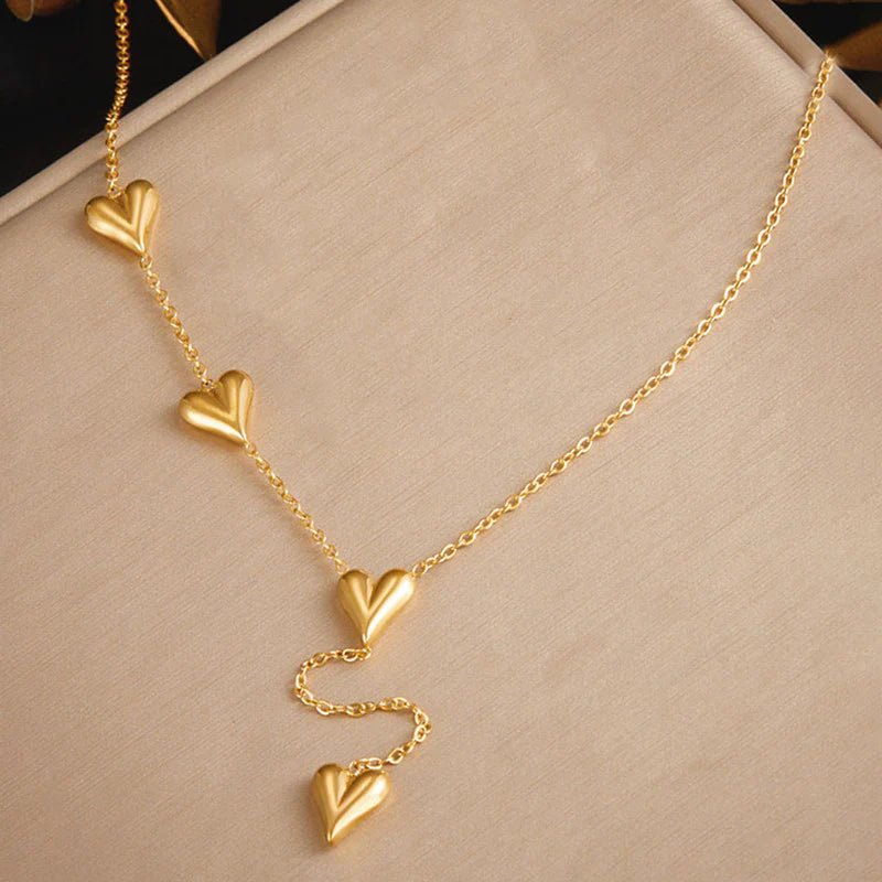 Anti Tarnish Heart Pendant Long Necklace