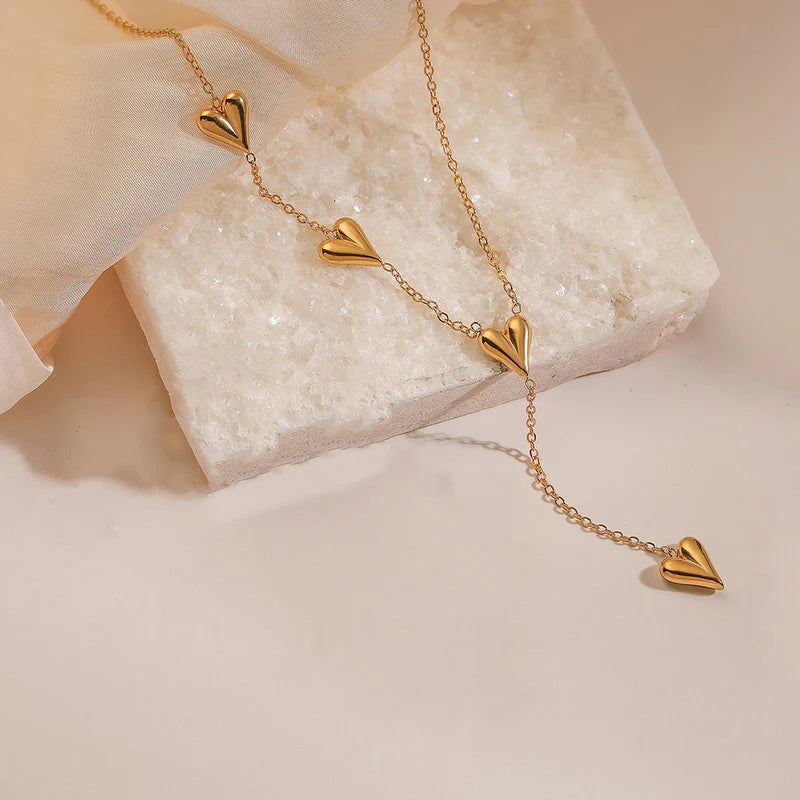 Anti Tarnish Heart Pendant Long Necklace