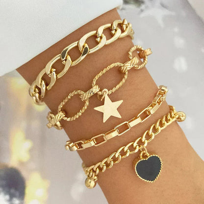 Star & Heart Charm Bracelet Set
