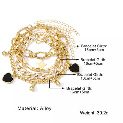 Star & Heart Charm Bracelet Set