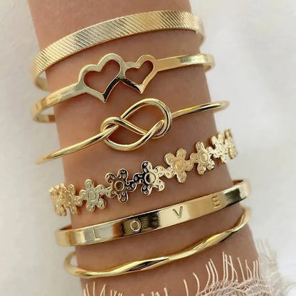 Golden Charm 6 Piece Bracelet Set