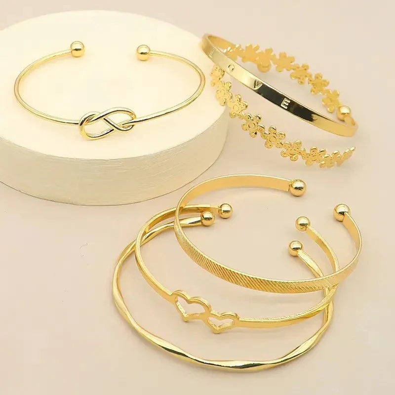 Golden Charm 6 Piece Bracelet Set