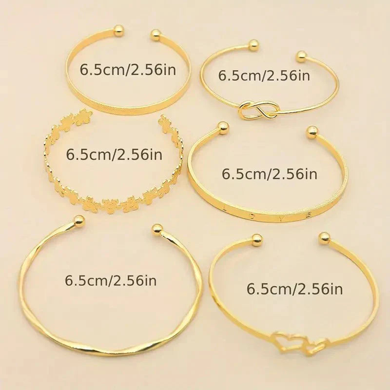 Golden Charm 6 Piece Bracelet Set
