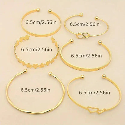 Golden Charm 6 Piece Bracelet Set