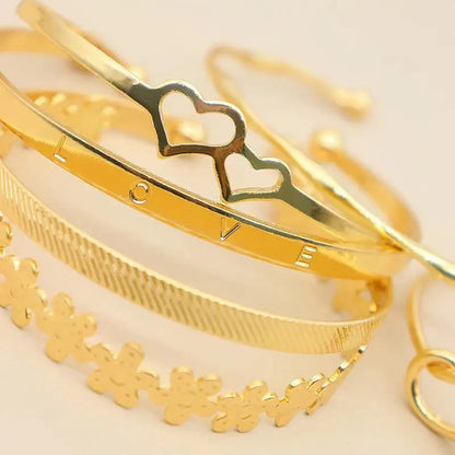 Golden Charm 6 Piece Bracelet Set