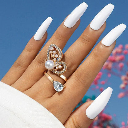 Pearl Butterfly Adjustable Ring