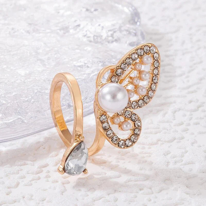 Pearl Butterfly Adjustable Ring