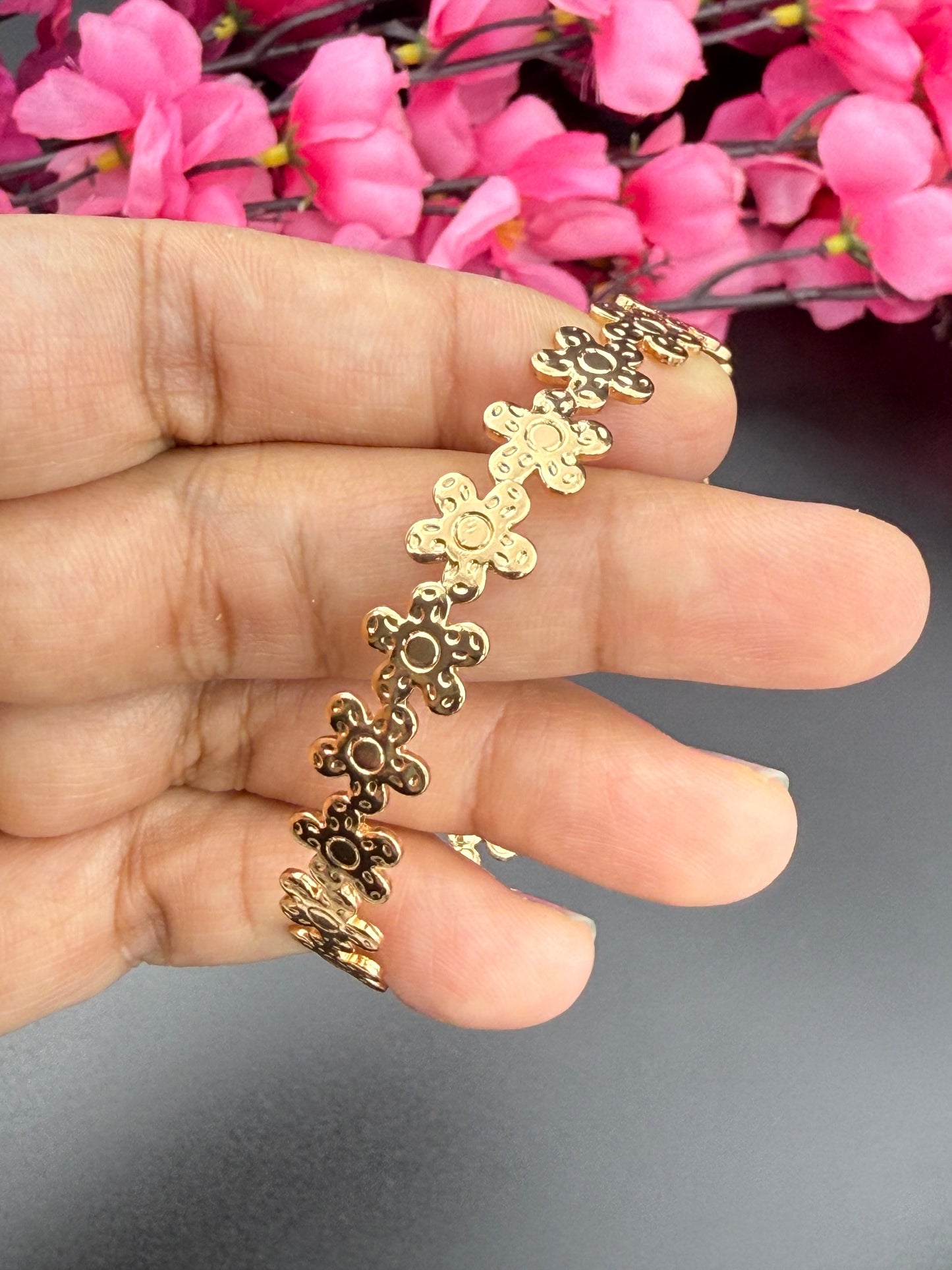 Dainty Daisy Cuff Gold Bracelet