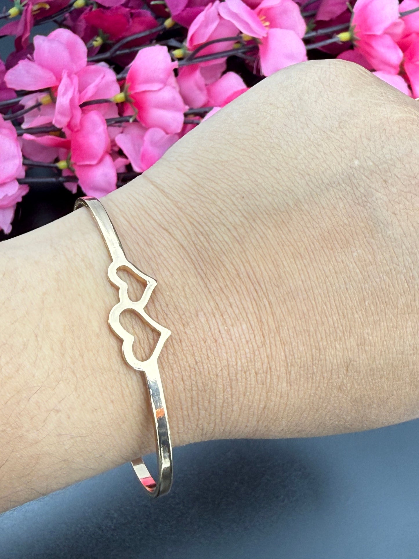 Golden Double Heart Minimal Bracelet