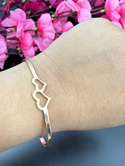 Golden Double Heart Minimal Bracelet