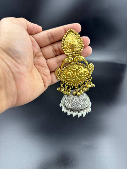 Antique Dual Tone Jhumki Earrings