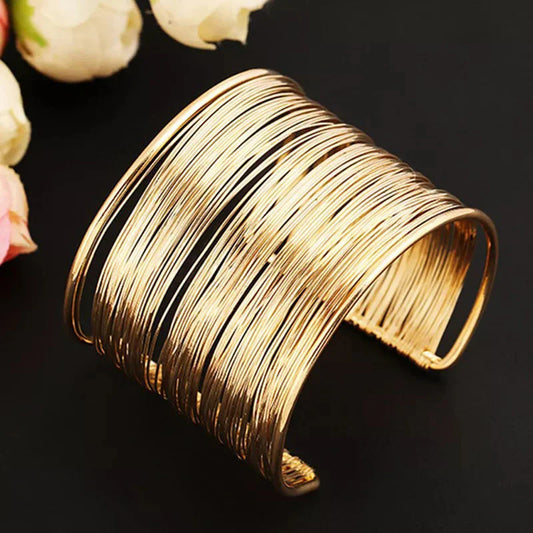 Luna Gleam Multi-Wire Gold Cuff Bracelet