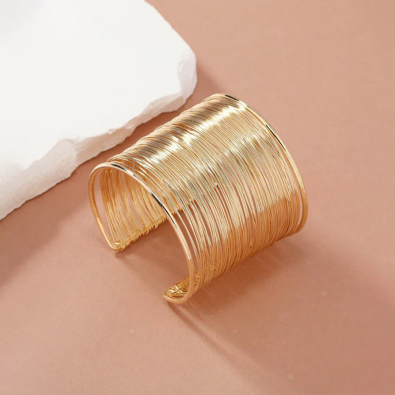 Luna Gleam Multi-Wire Gold Cuff Bracelet