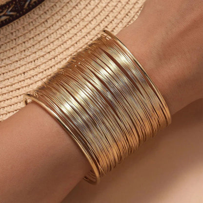 Luna Gleam Multi-Wire Gold Cuff Bracelet