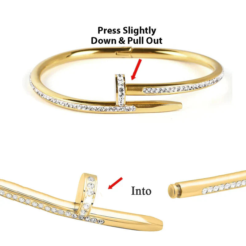 Anti-Tarnish Nail Twist CZ Bracelet