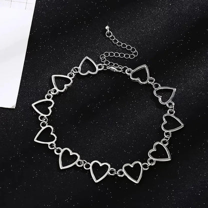 Silver Hearts Choker Necklace