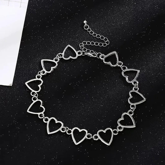 Silver Hearts Choker Necklace