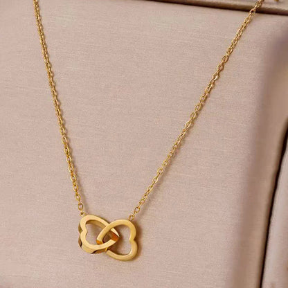 Anti Tarnish Interlocked Heart Pendant Necklace