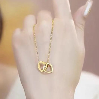 Anti Tarnish Interlocked Heart Pendant Necklace