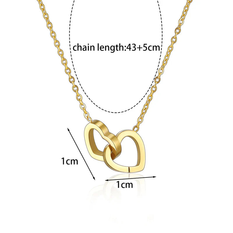 Anti Tarnish Interlocked Heart Pendant Necklace