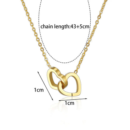 Anti Tarnish Interlocked Heart Pendant Necklace