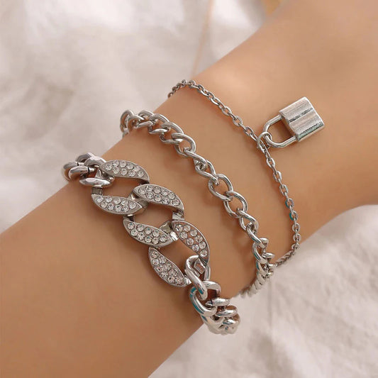 Gilded Luxe Layered Silver Plated Bracelet
