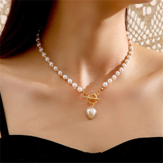 Peart Heart Pendant Necklace