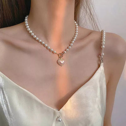 Peart Heart Pendant Necklace