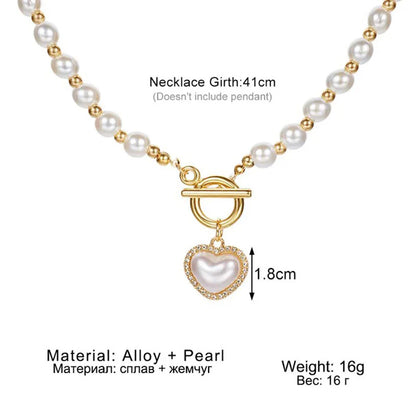 Peart Heart Pendant Necklace