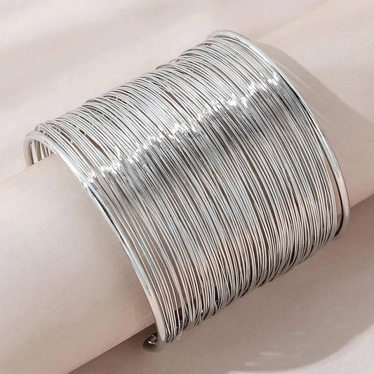 Luna Gleam Multi-Wire Silver Cuff Bracelet