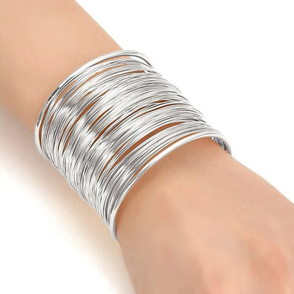 Luna Gleam Multi-Wire Silver Cuff Bracelet