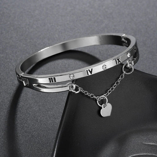 Timeless Charm Roman Numeral Silver Bracelet