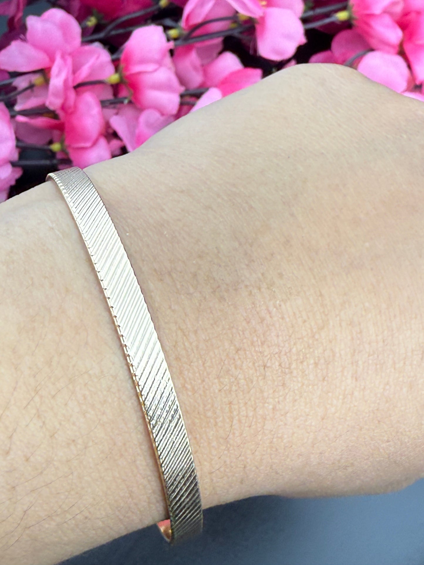 Textured Golden Cuff Bracelet